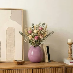Vase ondulé en verre opaque rose 22cm