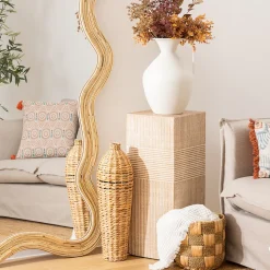 Vase Percy fibre végétale beige H58cm - Atmosphera