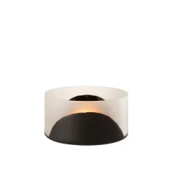 Vase plat bicolore en verre noir 25x25x13 cm