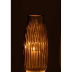 Vase rainures verre or medium 12x12x26cm