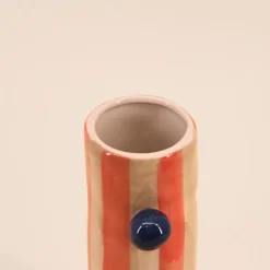 Vase rayures et perles rayé orange 20cm