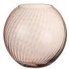 Vase rond cannelé en verre rose 25x25x25 cm