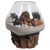 Vase sur socle bois en verre transparent 18x20 cm