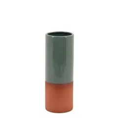 Vase tube en céramique bicolore 25cm