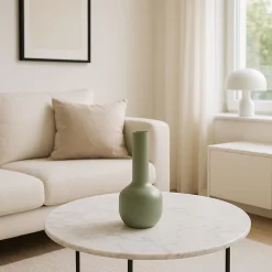 Vase tube en métal vert 23cm, Cléo