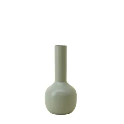 Vase tube en métal vert 23cm, Cléo