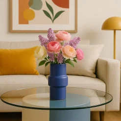 Vase tube rond 20cm, Tinien - Ornami