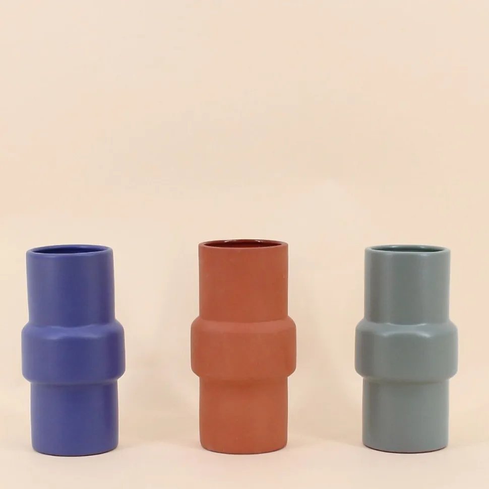 Vase tube rond 20cm, Tinien - Ornami