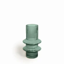 Vase verre Christy effet strié verre d'eau Ø12 x H.21,2cm JBY creation