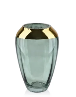 Vase Verre MONDEX Serenite 13x19.5 cm Vert/Doré 1 pièce