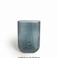 Vase verre Ullu effet strié bleu gris Ø12,9 x H.18,6cm JBY creation