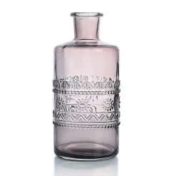 Vase Vintage en verre à reliefs - Gris - 7,5 x 14,5 cm