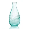 Vase Vintage en verre à reliefs - Bleu - 7,5 x 15,8 cm
