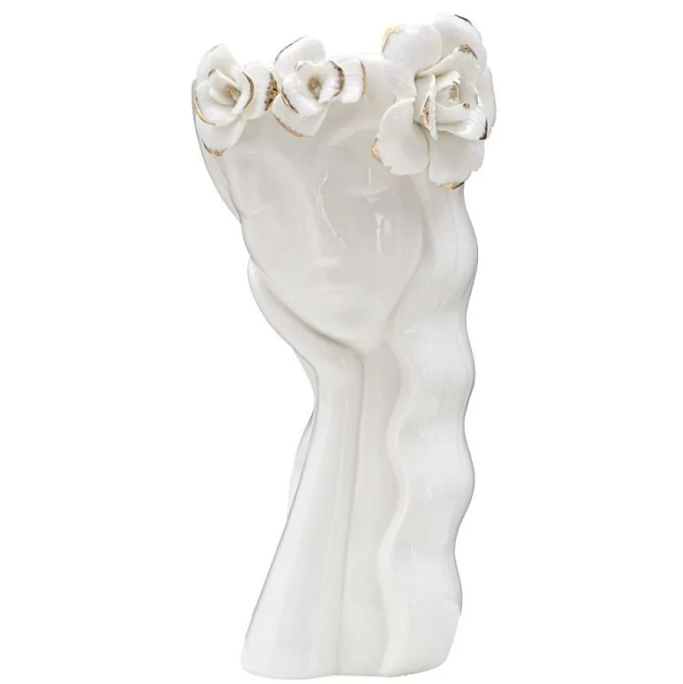 Vase visage femme en céramique blanche 14.8x13x29 cm
