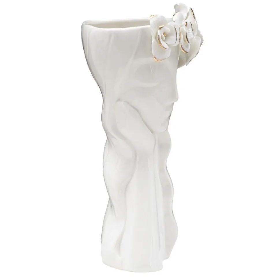 Vase visage femme en céramique blanche 14.8x13x29 cm