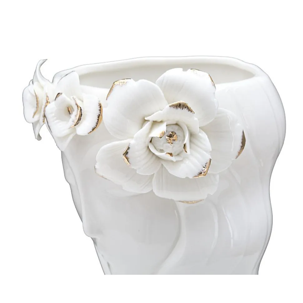 Vase visage femme en céramique blanche 14.8x13x29 cm