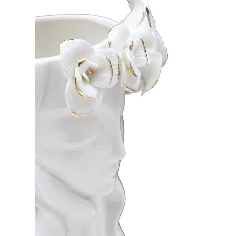 Vase visage femme en céramique blanche 14.8x13x29 cm