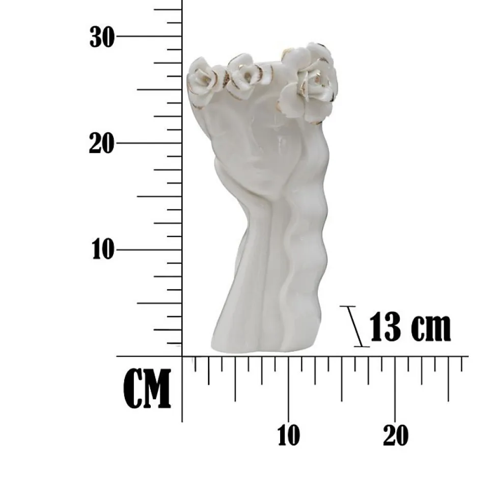 Vase visage femme en céramique blanche 14.8x13x29 cm
