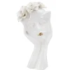 Vase visage femme en céramique blanche 16.5x14x27.3 cm