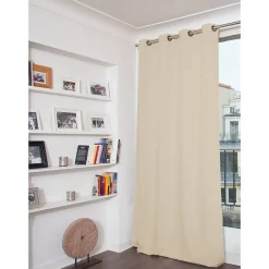 Venise - Rideau phonique Velours Oeillets Beige MC15 130 x 260 (LxH)