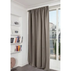 Venise - Rideau phonique Velours Galon fronceur Gris MC740 130 x 260 (LxH)