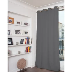 Venise - Rideau phonique Velours Oeillets Gris MC09 130 x 260 (LxH)
