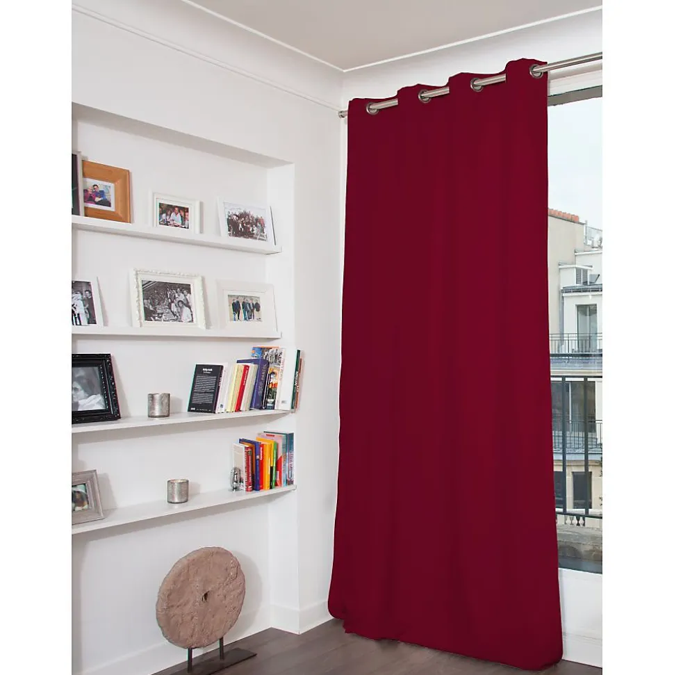Venise - Rideau phonique Velours Oeillets Rouge MC214 130 x 260 (LxH)