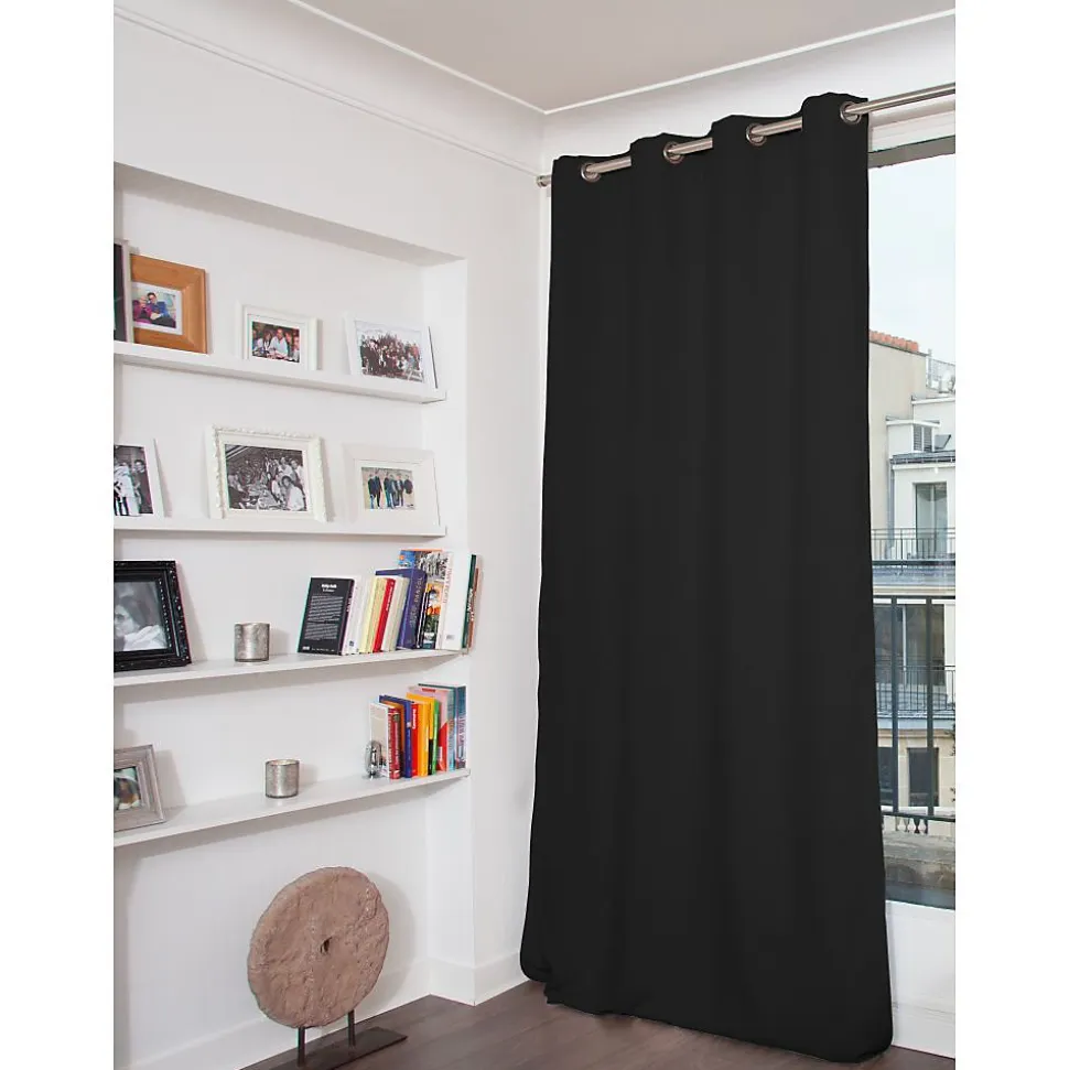 Venise - Rideau phonique Velours Oeillets Noir MC710 130 x 260 (LxH)