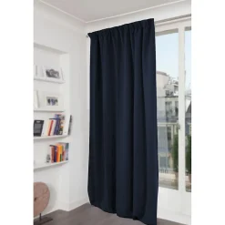 Venise - Rideau phonique Velours Galon fronceur Bleu MC412 130 x 260 (LxH)