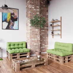 Vicco Ensemble de coussins de palette Vert 120x80cm 2 parties