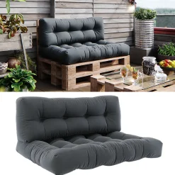 Vicco Ensemble de coussins de palette Anthracite 120x80cm 2 parties