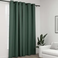 vidaXL Rideau occultant Aspect de lin avec œillets Vert 290x245 cm