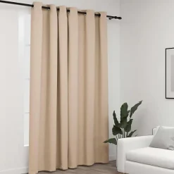 vidaXL Rideau occultant Aspect de lin avec œillets Beige 290x245 cm