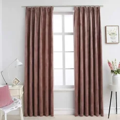 vidaXL Rideau occultant et crochet 2pcs Velours Rose antique 140x225cm