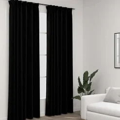 vidaXL Rideaux occultants aspect lin avec crochets 2pcs Noir 140x225cm