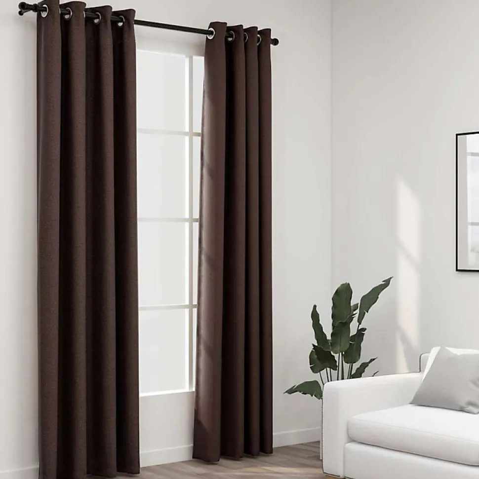 vidaXL Rideaux occultants Aspect lin avec œillets 2pcs Taupe 140x245cm