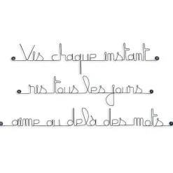 Vis chaque instant ris tous les jours aime au-delà des mots - Sculpture fil de fer 60-75 cm - Bijoux de mur