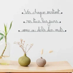Vis chaque instant ris tous les jours aime au-delà des mots - Sculpture fil de fer 60-75 cm - Bijoux de mur