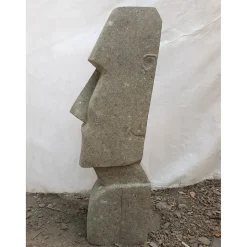 Visage moaï allongé en pierre 60 cm