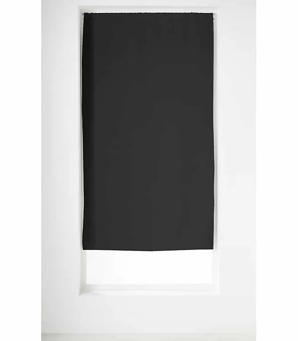 Vitrage occultant uni noir - 90x210cm - Noir