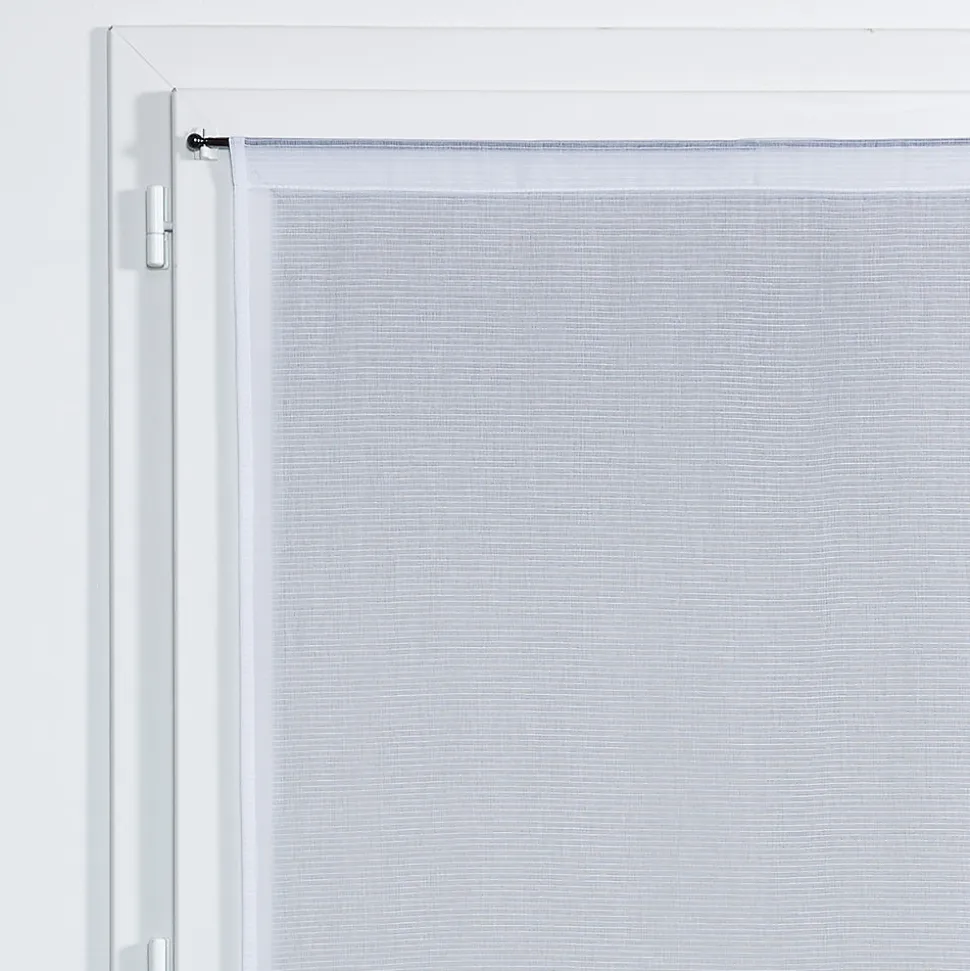 Vitrage tamisant Huka coloris blanc-gris H.190 x l.90cm
