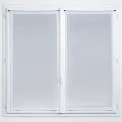 Vitrage tamisant Huka coloris blanc-gris H.90 x l.45cm