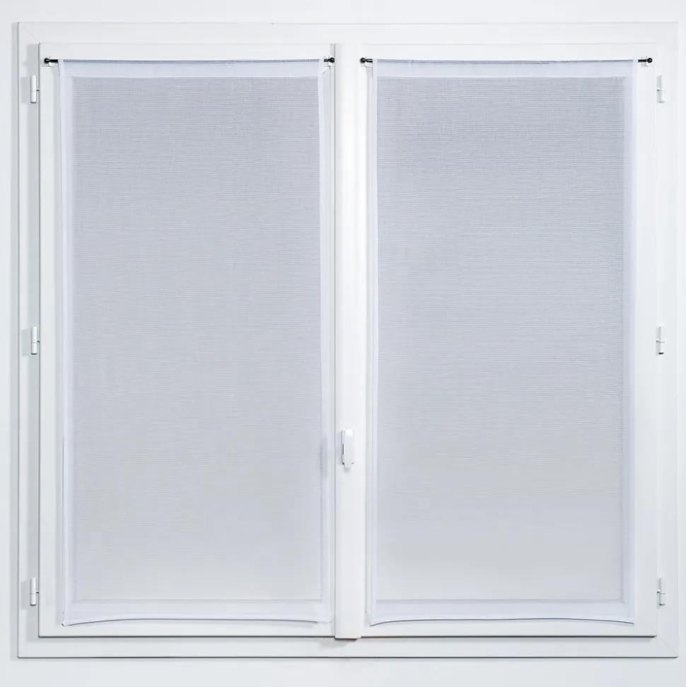 Vitrage tamisant Huka coloris blanc-gris H.120 x l.60cm