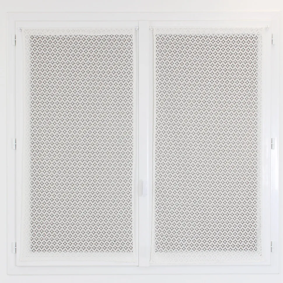 Vitrage tamisant passe-tringle Leslie aspect dentelle blanc H.190 x l.70cm Rocle