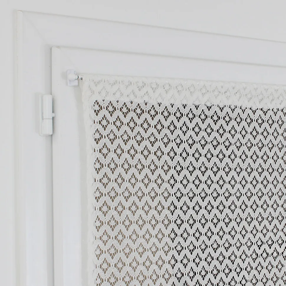 Vitrage tamisant passe-tringle Leslie aspect dentelle blanc H.190 x l.70cm Rocle