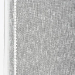 Vitrage tamisant uni avec bande de petits cœurs passe-tringle Mélodie blanc H.90 x l.45cm Rocle