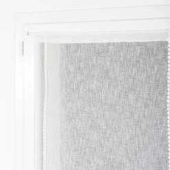 Vitrage tamisant uni avec bande de petits cœurs passe-tringle Mélodie blanc H.190 x l.70cm Rocle