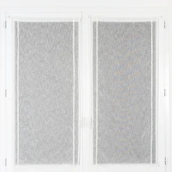 Vitrage tamisant uni avec bande de petits cœurs passe-tringle Mélodie blanc H.190 x l.70cm Rocle