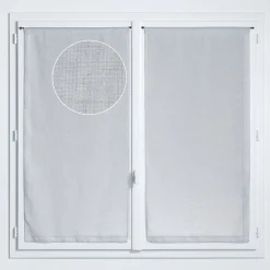 Vitrage tamisant uni poly-lin passe-tringle Gabin gris H.90 x l.45cm Rocle