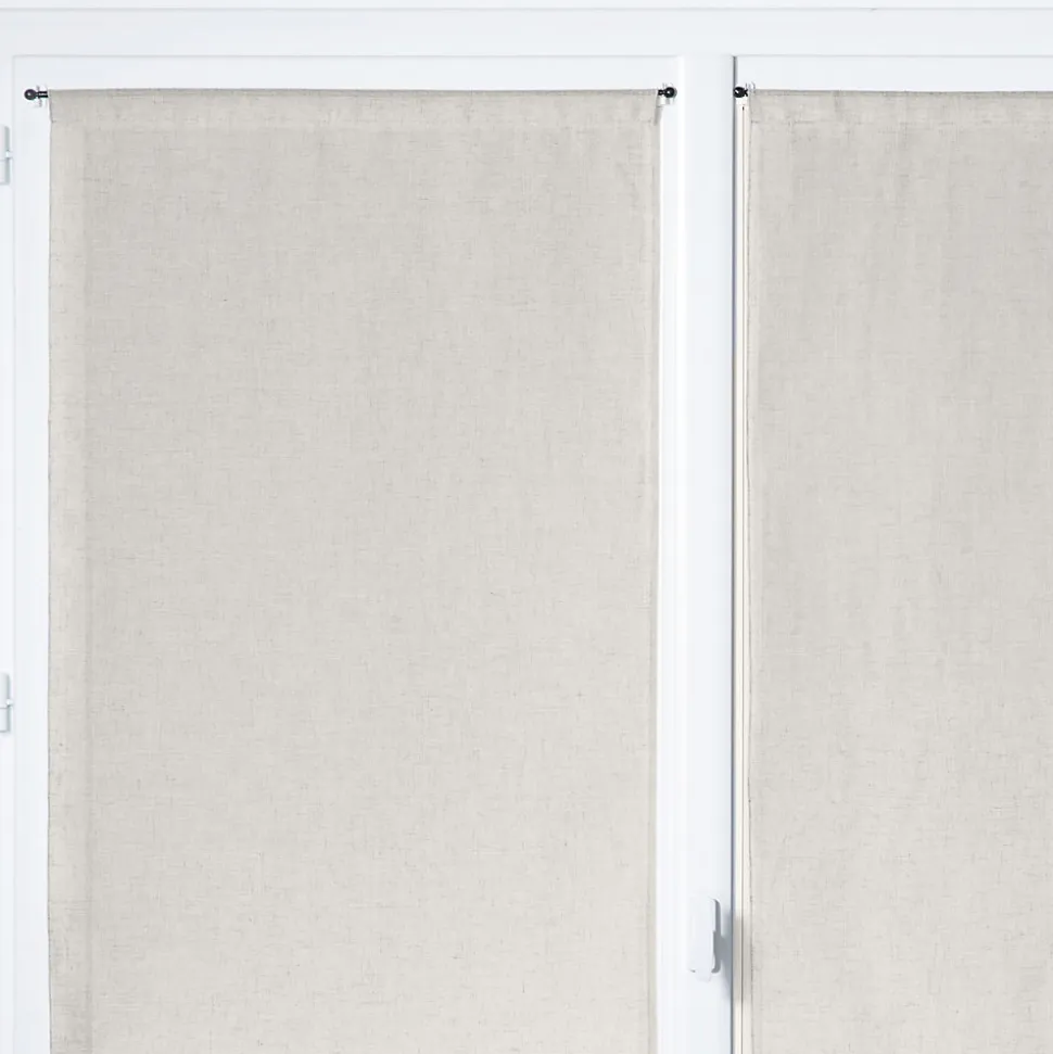Vitrage tamisant uni poly-lin passe-tringle Gabin blanc H.190 x l.90cm Rocle